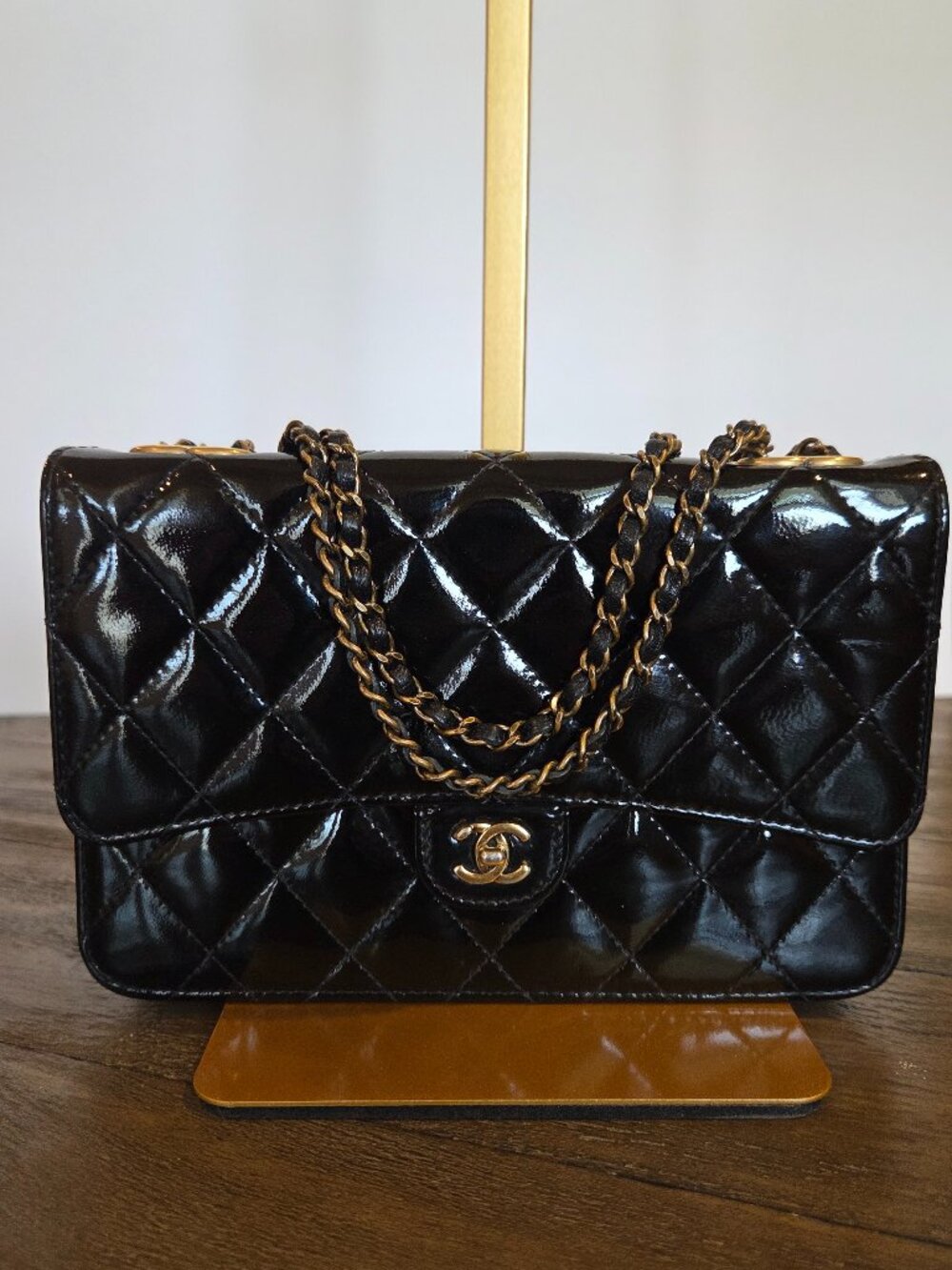 AUTH Chanel Classic Quilted WOC Black Patent GHW Series 21 - FULL SET W/ RECEIPT